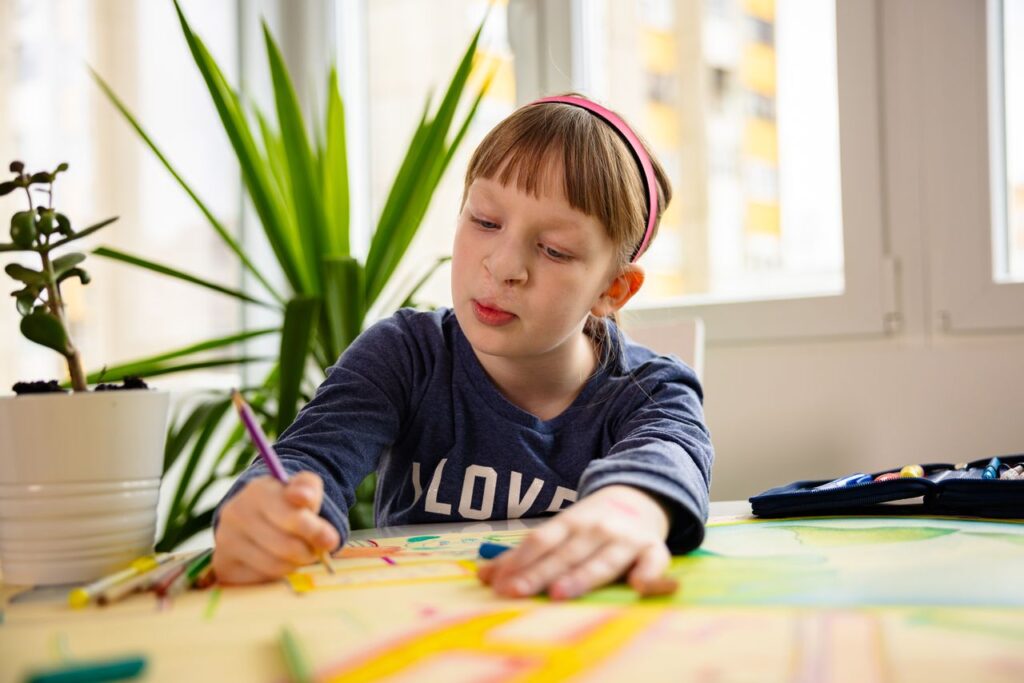 Girl doing homework